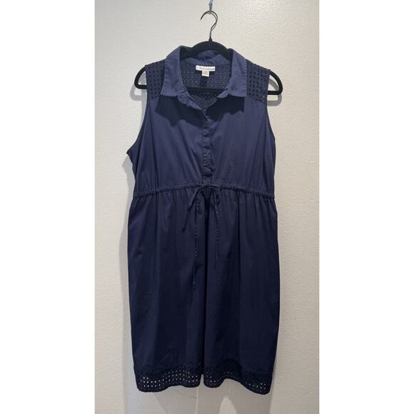 Motherhood Maternity Size XL Navy Blue Sleeveless Eyelet Dress Coastal Preppy - Picture 1 of 9